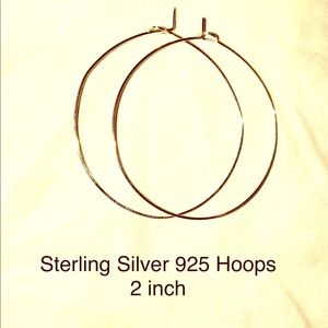 L Handmade Sterling Silver 925 Hoop  2 in earrings